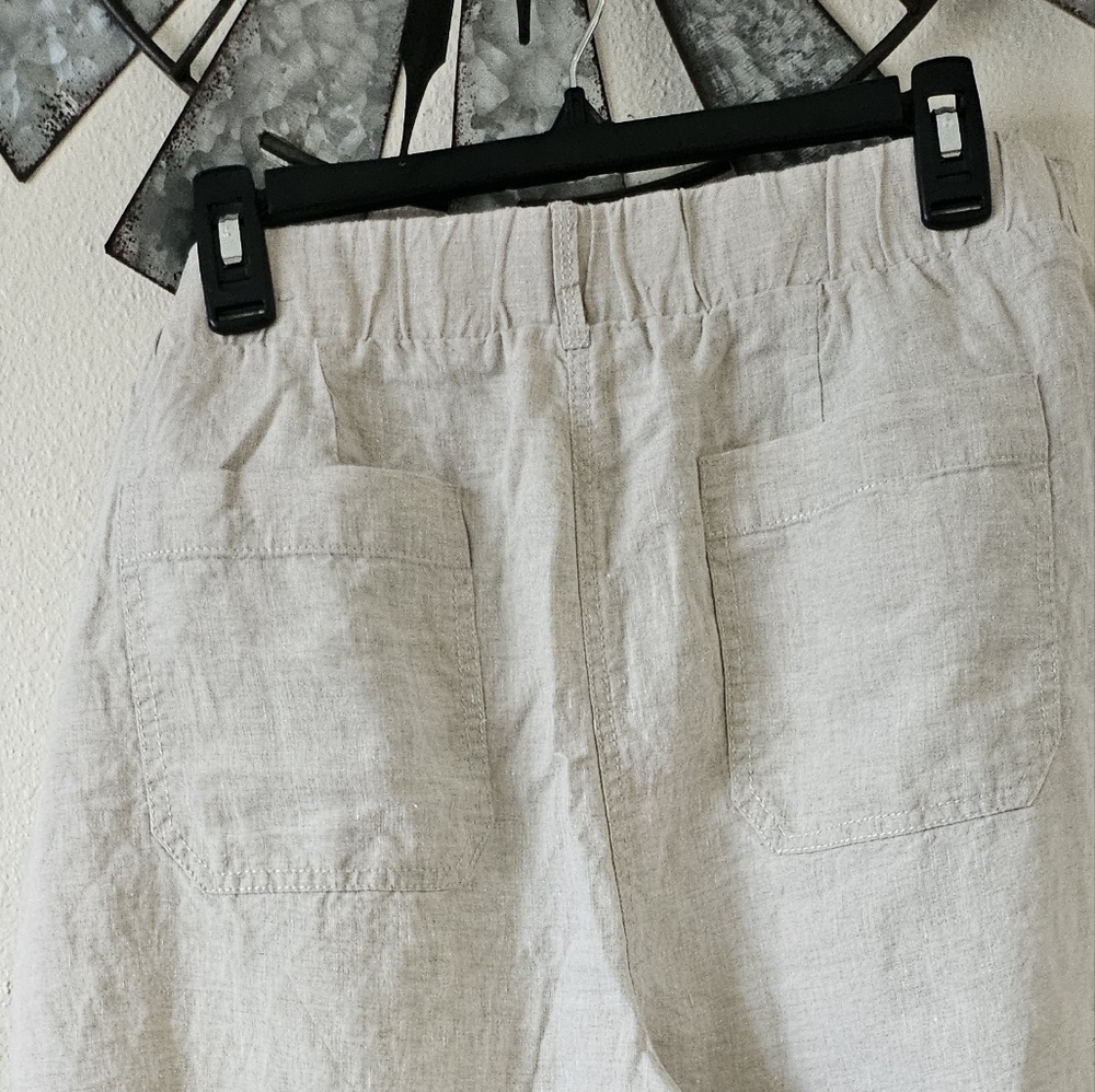 Chico’s 100% Linen Cropped Wide Leg Pants Beige Travel Resort Women’s Size 16. - Picture 12 of 12
